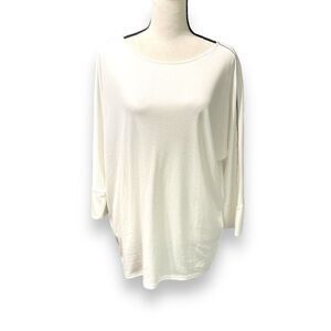 Chico's Women's Dolman Long‎ Sleeve Jewel Neckline Blouse Top White Medium